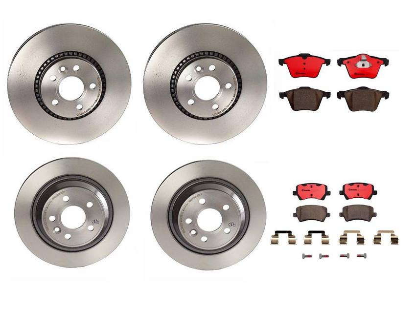 Volvo Brakes Kit - Pads & Rotors Front and Rear (316mm/302mm) (Ceramic) 31317483 - Brembo 1599130KIT